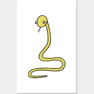 Yellow snake drawing Posters and Art